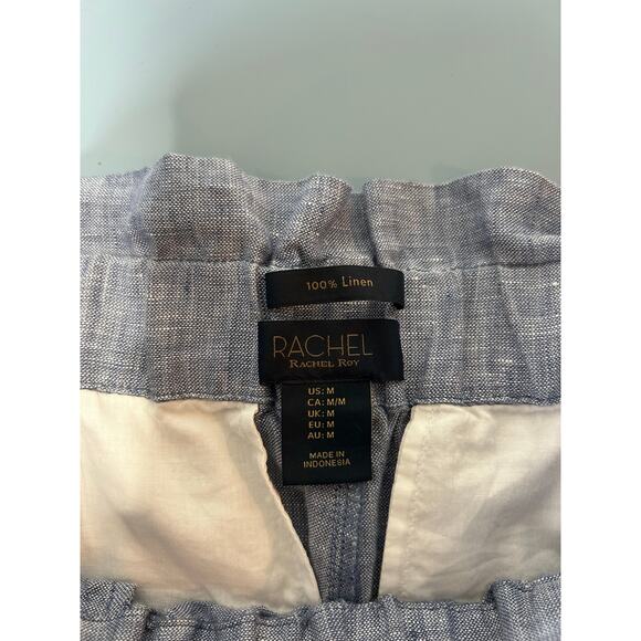 Rachel Roy linen shorts size M paper bag high waisted front tie elastic waist - Picture 5 of 8